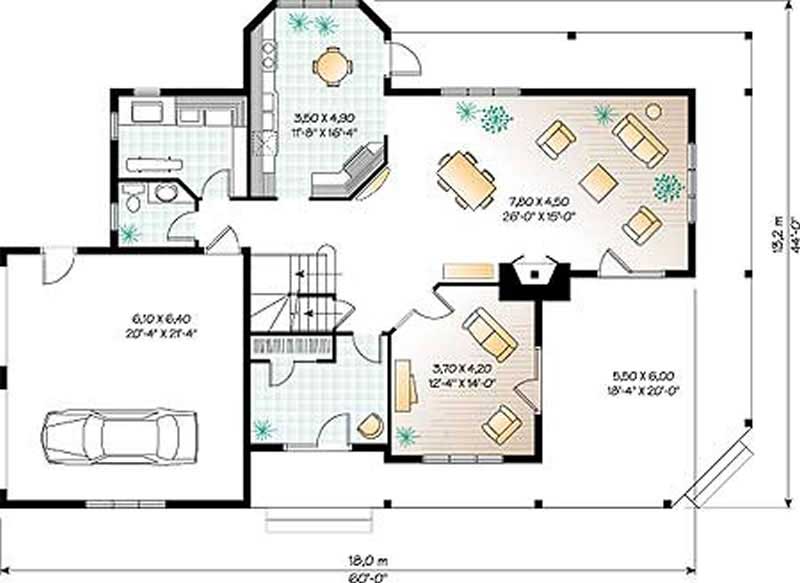 Floor Plan First Story of Country Plan #126-1294