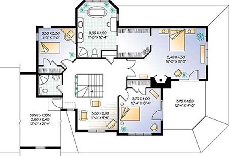 Floor Plan Second Story of Country Plan #126-1294