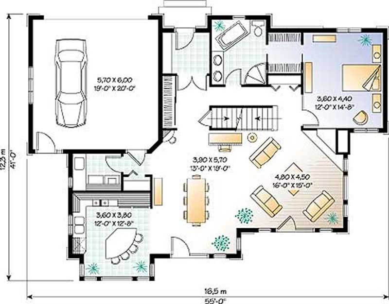 Floor Plan First Story of Traditional Plan #126-1296