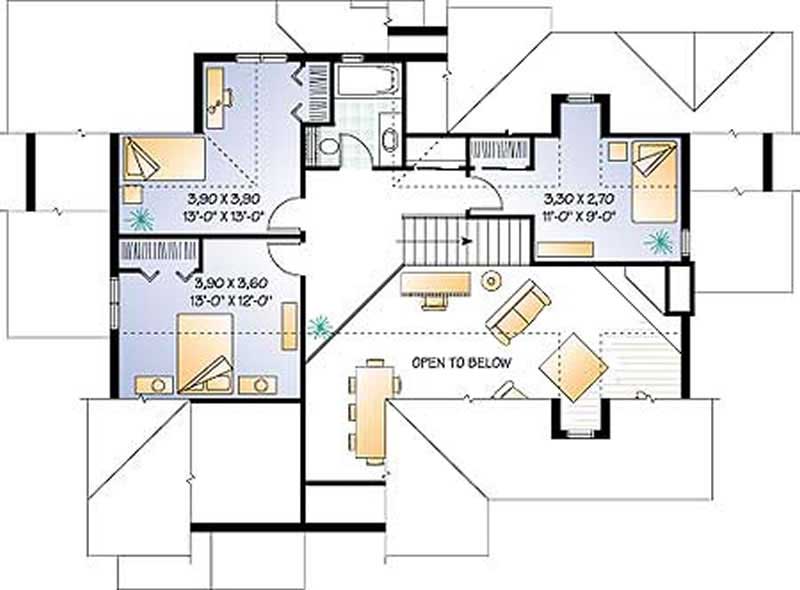 Floor Plan Second Story of Traditional Plan #126-1296