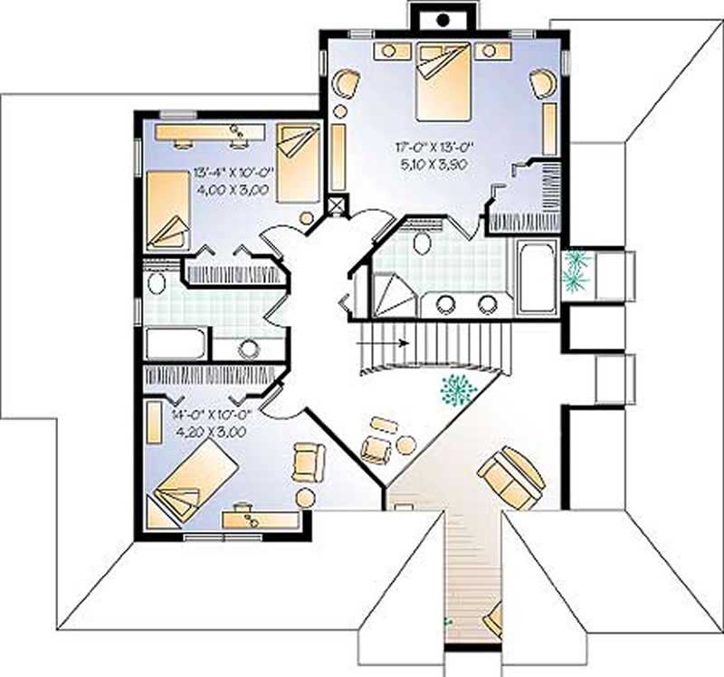 Floor Plan Second Story of Country Plan #126-1297