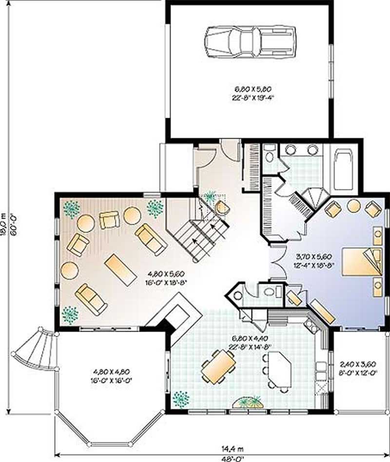 Floor Plan First Story of Country Plan #126-1298