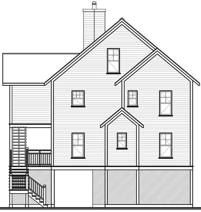 Home Plan Rear Elevation of this 5-Bedroom,2380 Sq Ft Plan -126-1299