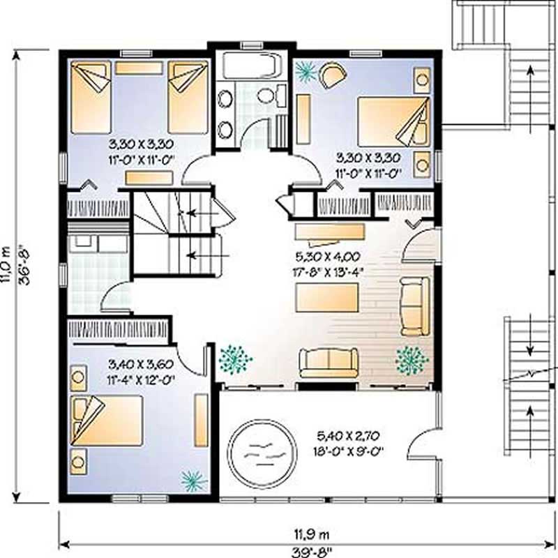 Floor Plan First Story of Vacation Homes Plan #126-1299