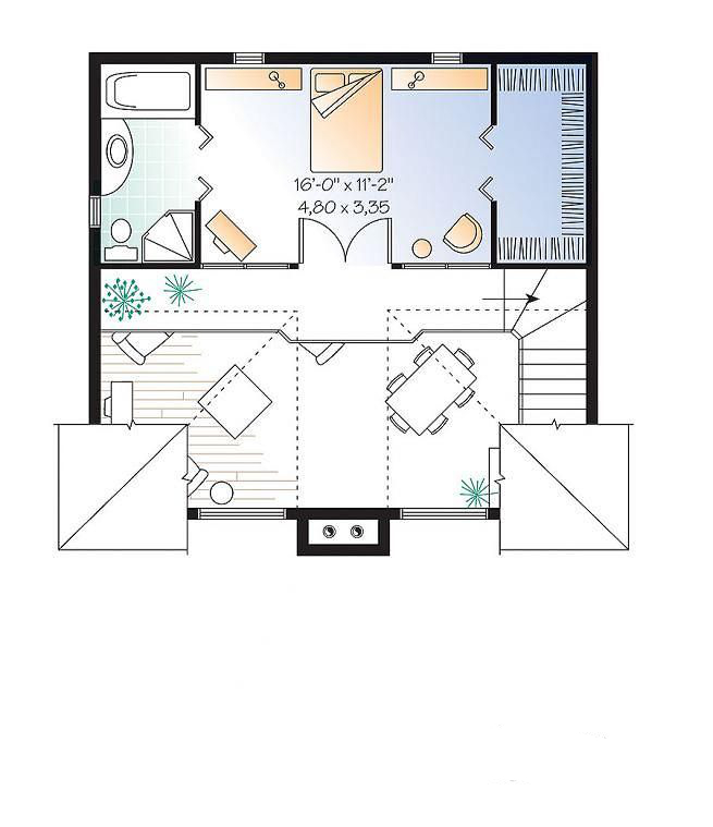 Floor Plan Second Story of Contemporary Plan #126-1301