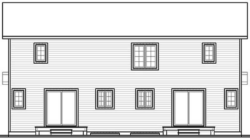 Home Plan Rear Elevation of this 3-Bedroom,1086 Sq Ft Plan -126-1302