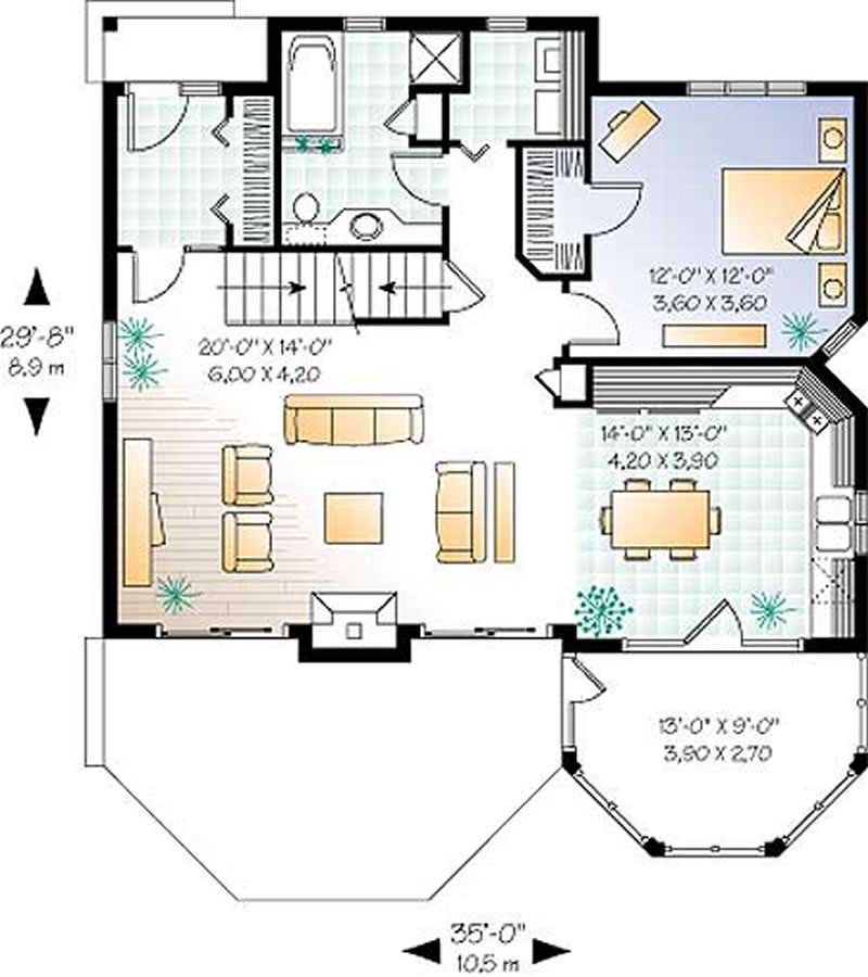 Floor Plan First Story of Country Plan #126-1304