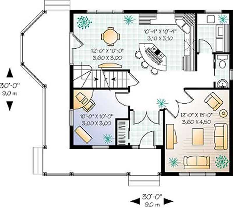 Floor Plan First Story of Country Plan #126-1305
