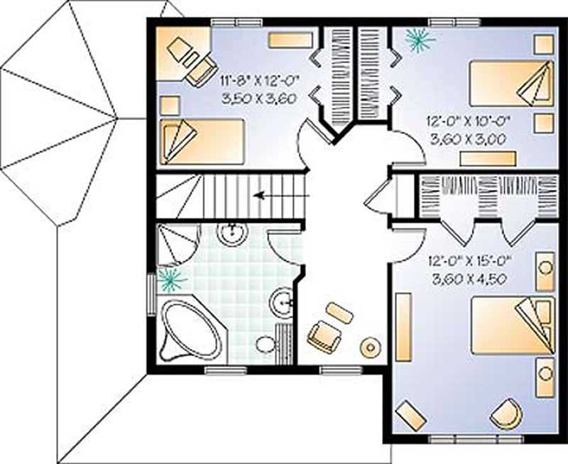 Floor Plan Second Story of Country Plan #126-1305