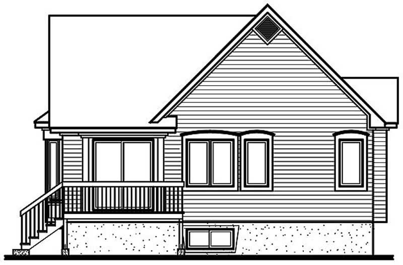 Home Plan Rear Elevation of this 2-Bedroom,1103 Sq Ft Plan -126-1306
