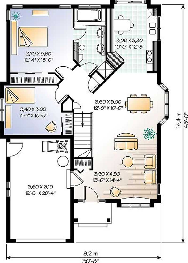 Floor Plan First Story of Bungalow Plan #126-1306