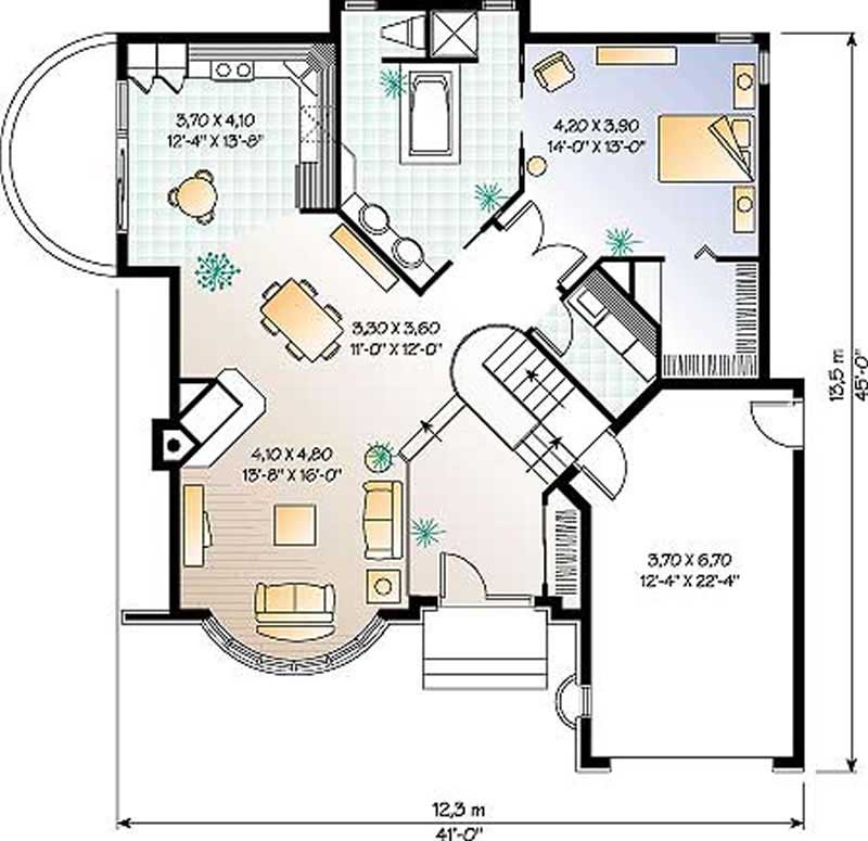 Floor Plan First Story of Contemporary Plan #126-1307