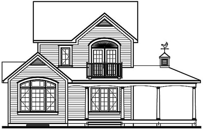 Home Plan Rear Elevation of this 3-Bedroom,1304 Sq Ft Plan -126-1310