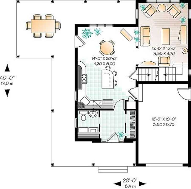 Floor Plan First Story of Country Plan #126-1310