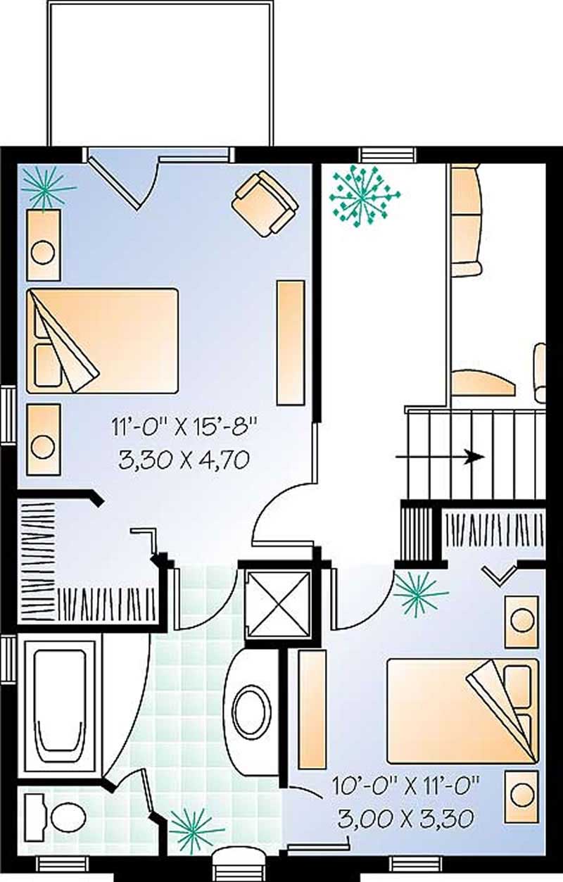 Floor Plan Second Story of Country Plan #126-1310