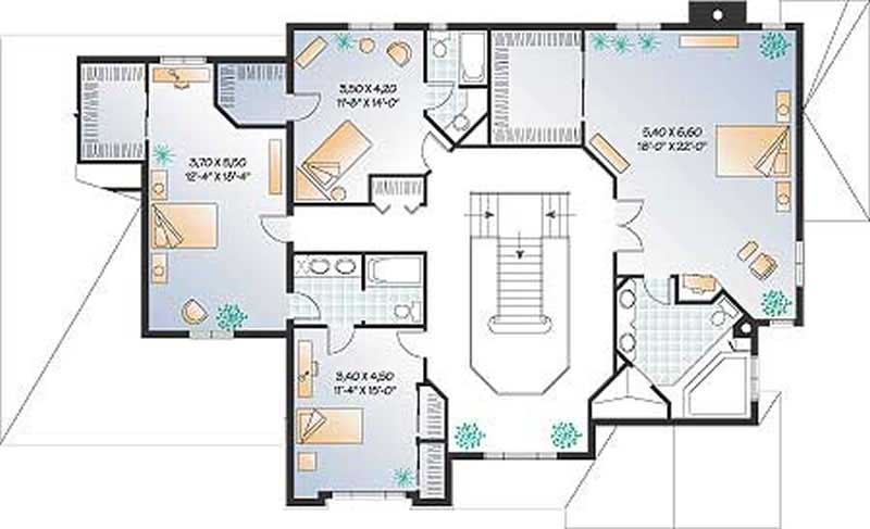 Floor Plan Second Story of Contemporary Plan #126-1311