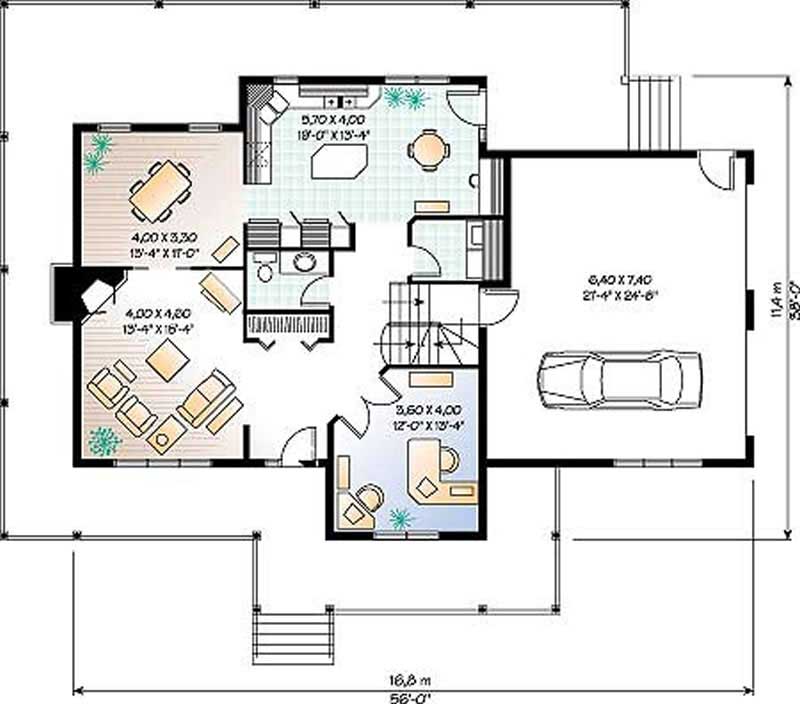 Floor Plan First Story of Country Plan #126-1312