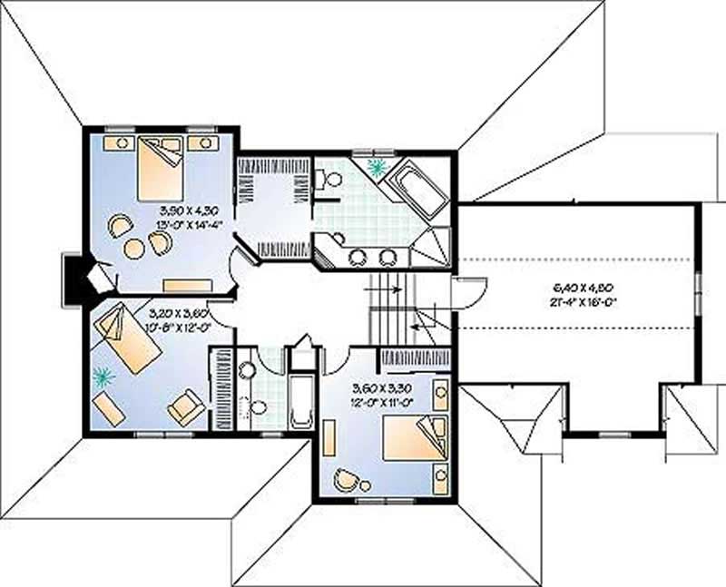 Floor Plan Second Story of Country Plan #126-1312
