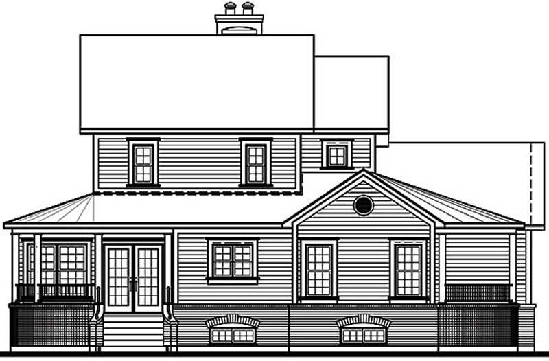 Home Plan Rear Elevation of this 4-Bedroom,2333 Sq Ft Plan -126-1313