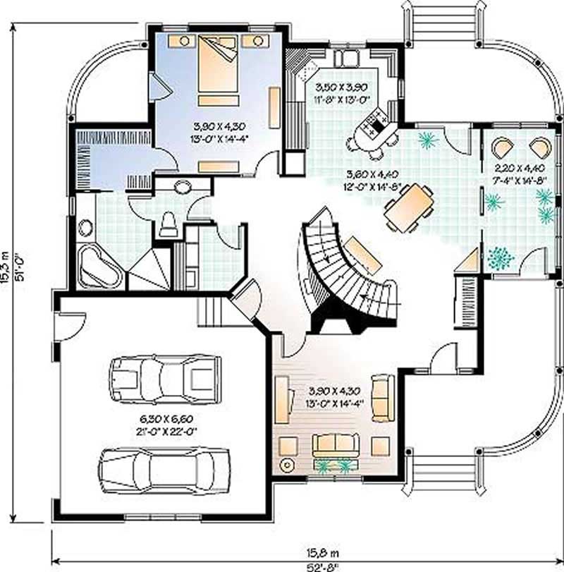 Floor Plan First Story of Country Plan #126-1313