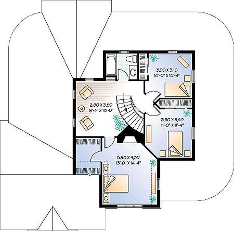 Floor Plan Second Story of Country Plan #126-1313