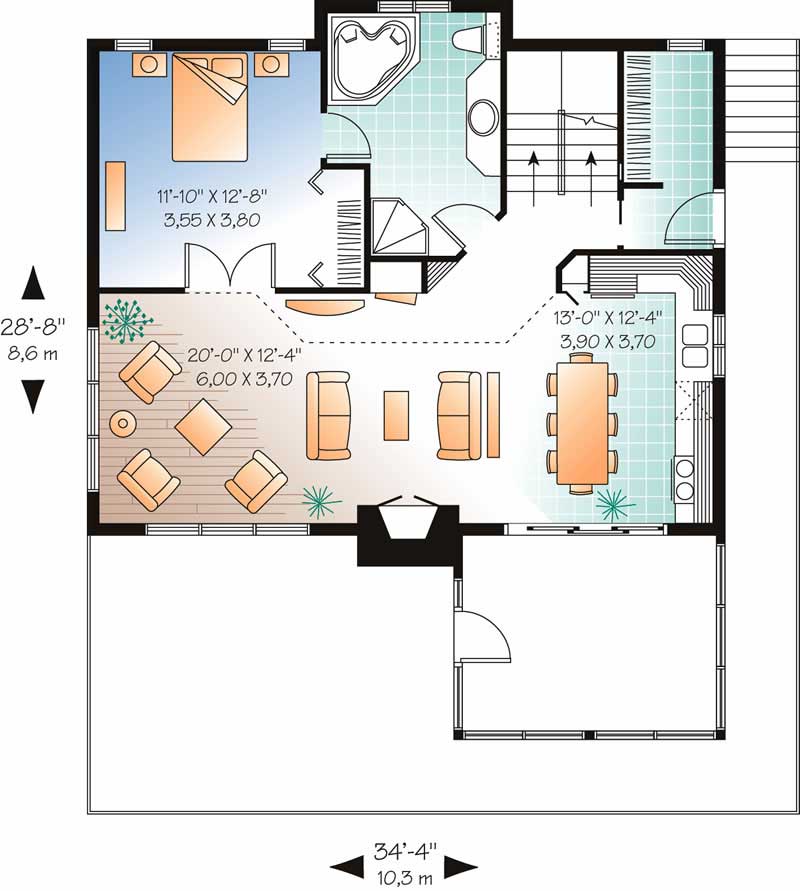 Floor Plan First Story of Coastal Plan #126-1316