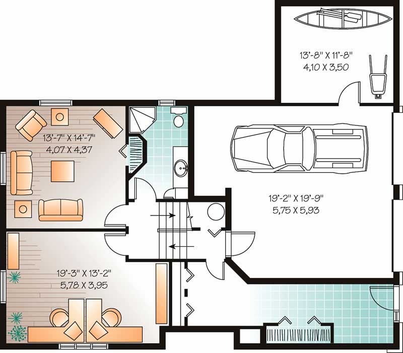 Floor Plan Basement of Ranch Plan #126-1319