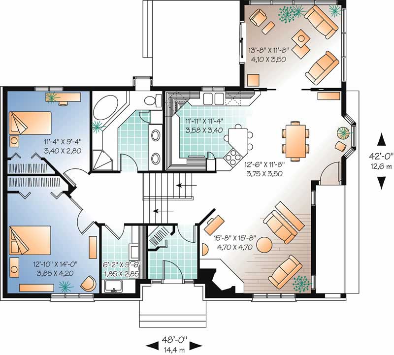 Floor Plan First Story of Ranch Plan #126-1319