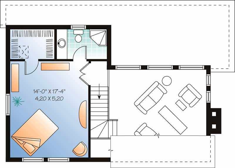 Floor Plan Second Story of Contemporary Plan #126-1323