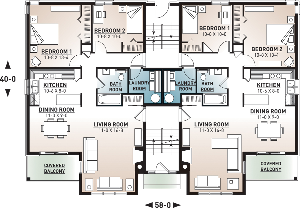Floor Plan Main Level of Multi-Unit Plan #126-1325