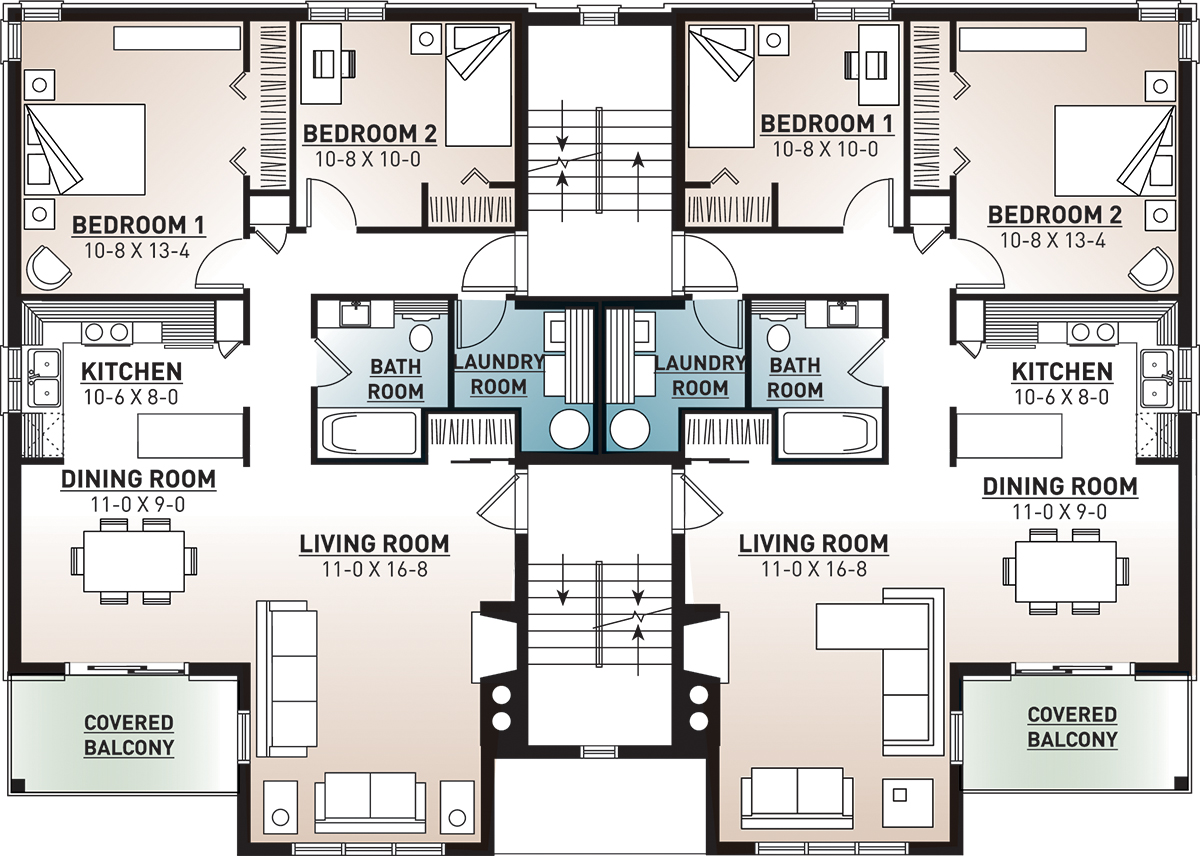 Floor Plan Upper Level of Multi-Unit Plan #126-1325