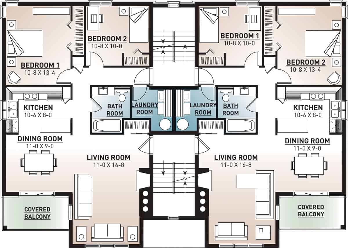 Floor Plan Third Story of Multi-Unit Plan #126-1325