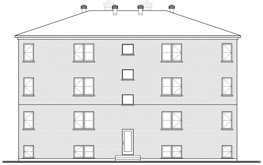 Home Plan Rear Elevation of this 16-Bedroom,7624 Sq Ft Plan -126-1325
