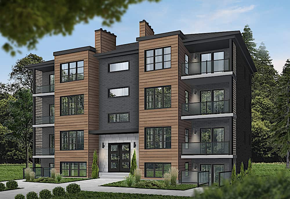 Multi-Unit apartment building plan (ThePlanCollection: Plan #126-1325)