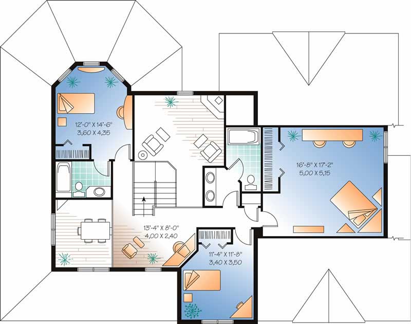 Floor Plan Second Story of Country Plan #126-1332