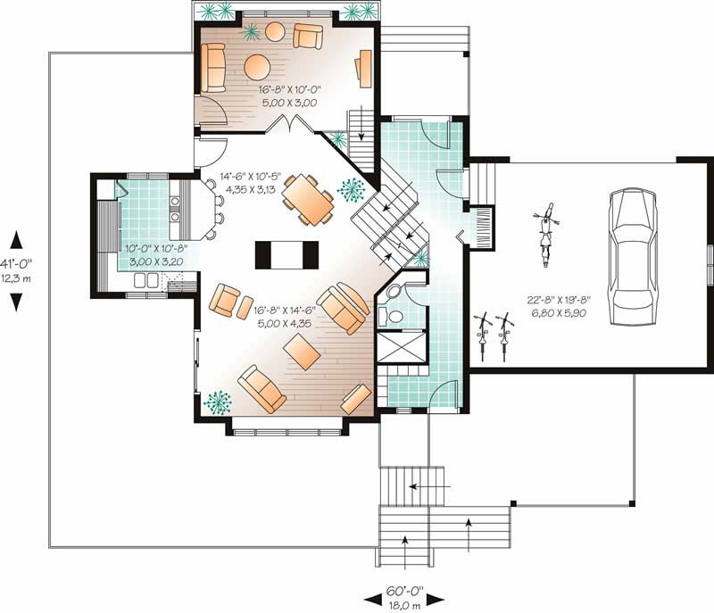Floor Plan First Story of Contemporary Plan #126-1333