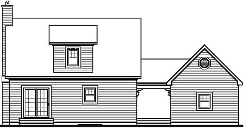 Home Plan Rear Elevation of this 2-Bedroom,1315 Sq Ft Plan -126-1338