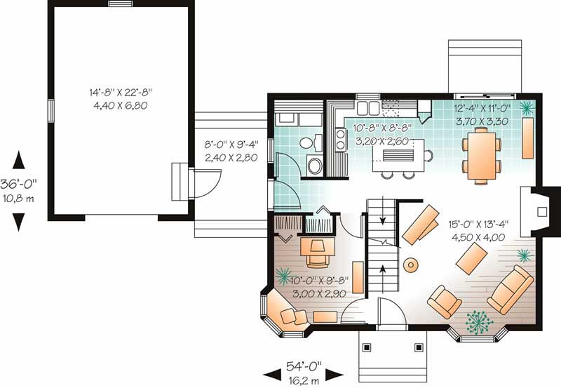 Floor Plan First Story of Country Plan #126-1338