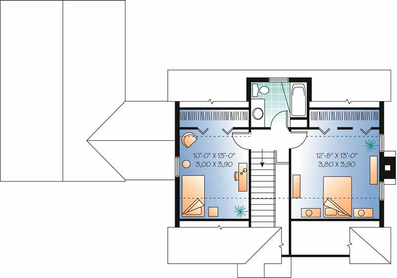 Floor Plan Second Story of Country Plan #126-1338