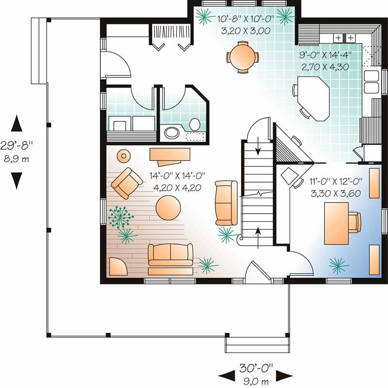 Floor Plan First Story of Country Plan #126-1339