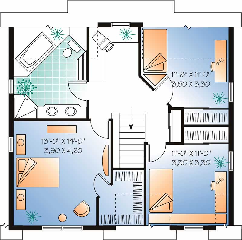 Floor Plan Second Story of Country Plan #126-1339