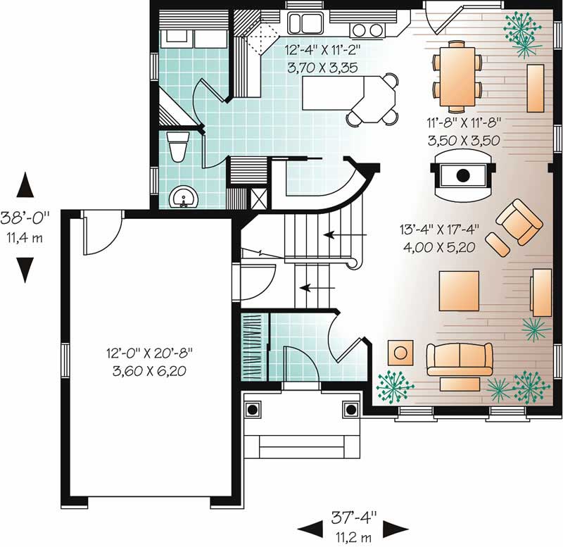 Floor Plan First Story of Country Plan #126-1340