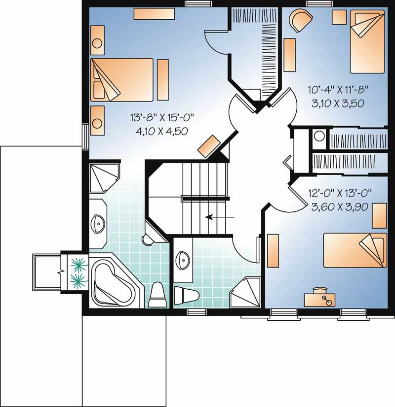 Floor Plan Second Story of Country Plan #126-1340