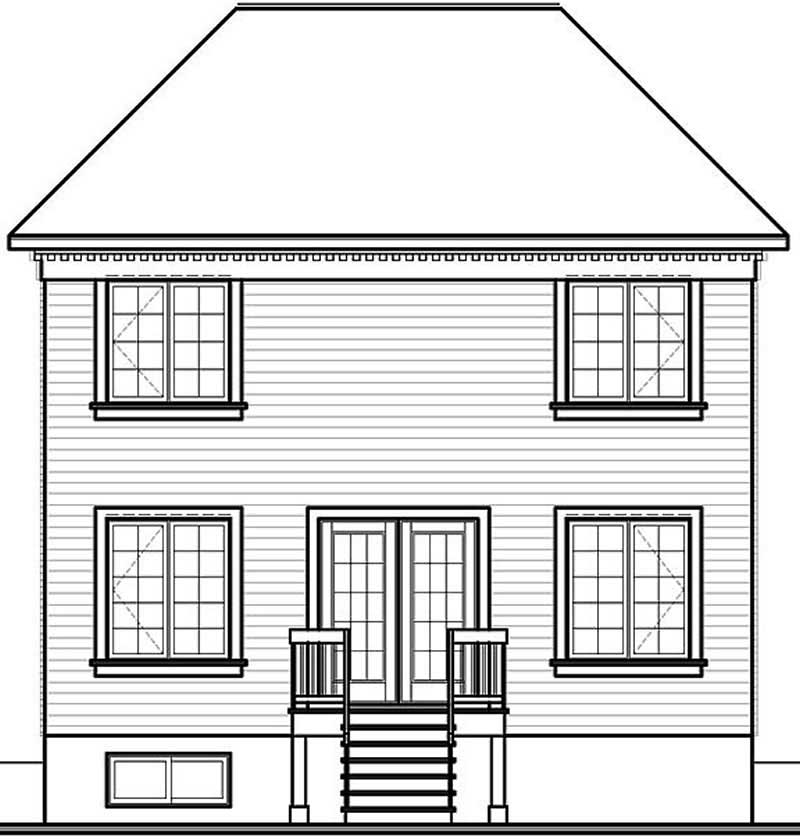 Home Plan Rear Elevation of this 3-Bedroom,1422 Sq Ft Plan -126-1341