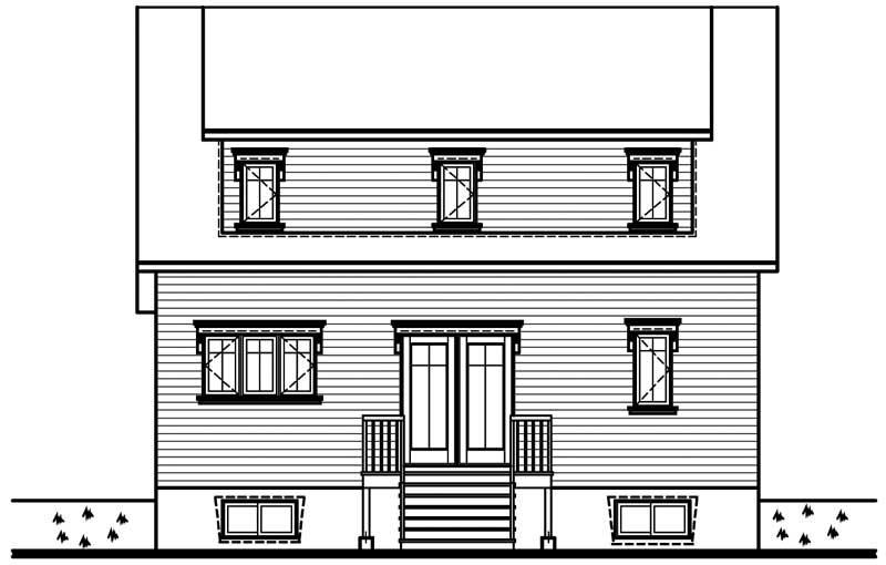 Home Plan Rear Elevation of this 3-Bedroom,1458 Sq Ft Plan -126-1348