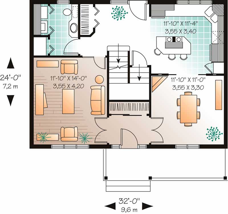 Floor Plan First Story of Country Plan #126-1348
