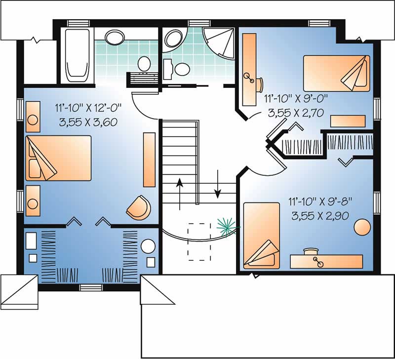 Floor Plan Second Story of Country Plan #126-1348