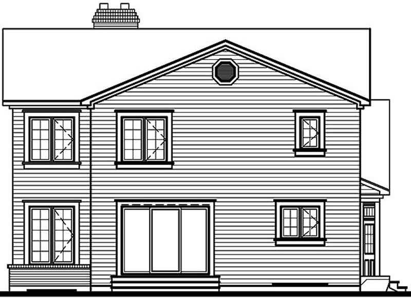 Home Plan Rear Elevation of this 3-Bedroom,1909 Sq Ft Plan -126-1361
