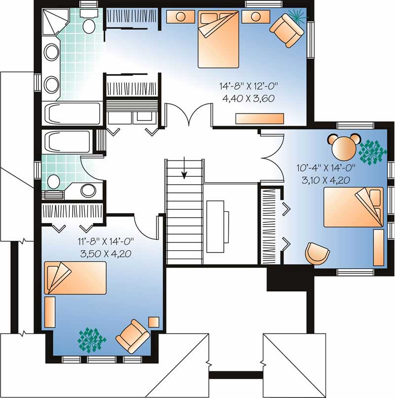 Floor Plan Second Story of Contemporary Plan #126-1361