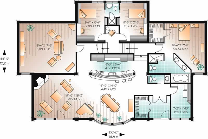 Floor Plan First Story of Coastal Plan #126-1364